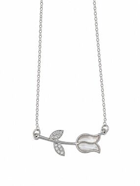 Silver Tulip Pendant Necklace